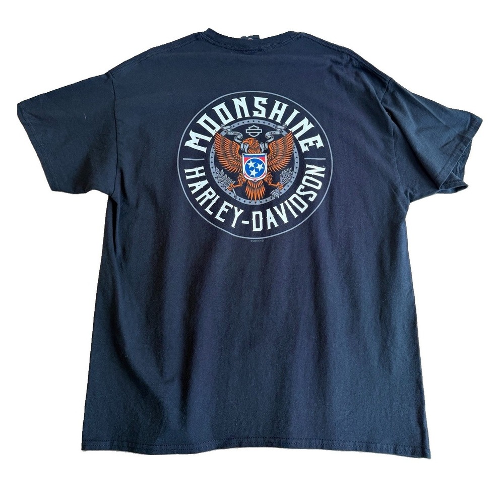 Vtg MOONSHINE HARLEY DAVIDSON FRANKLIN TN T-Shirt Crew Short Slv Black Sz XL